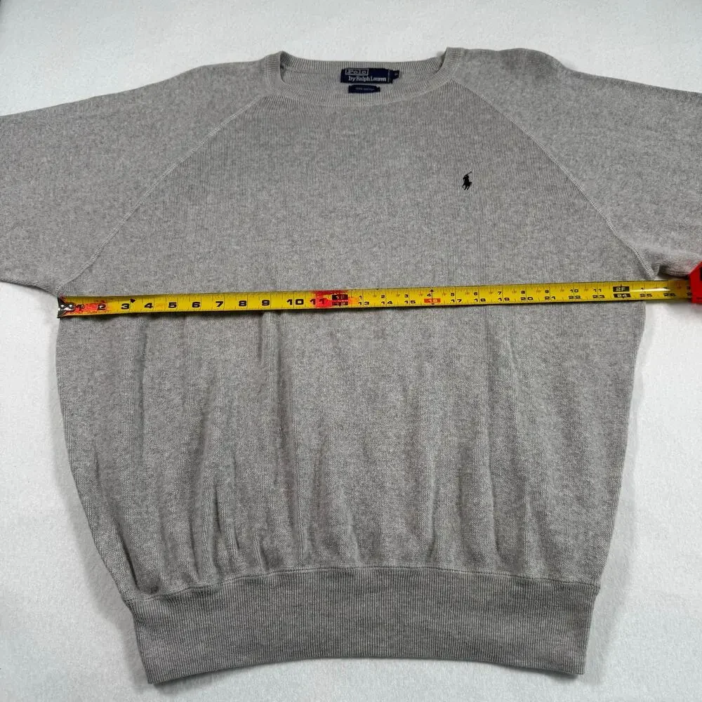 Polo Ralph Lauren‎ Sweater Mens XL Gray Crewneck pullover knit 100% cotton